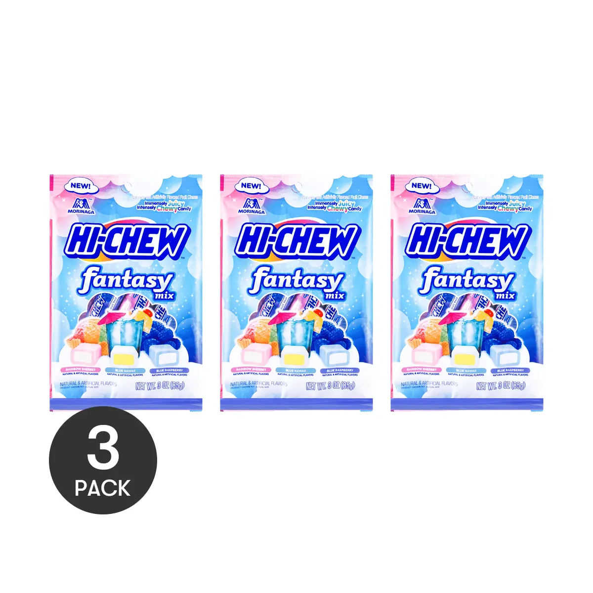 3Packs HI-CHEW Jelly Gummy Candy Bag Fantasy Mix 3oz/Pack