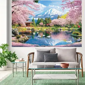 1pc Polyester 2D Spring Cherry Print Wall Hanging Backdrop Banner, Romantic Scenic Design, Multiple Sizes, Indoor/Outdoor Decor for Japanese Garden & Birthday Parties, Home & Festive Party Supplies