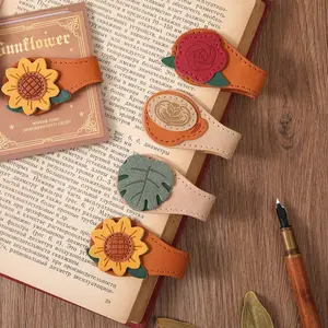 4PCS Vintage Magnetic Leather Bookmark, Leather Magnetic Bookmarks for Women, Magnetic PU Bookmarks Clip Book Accessories