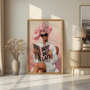 (No Frame) Funny Bathroom Wall Art Pink Printable Feminine Quirky Poster Boho Chic Bathroom Wall Decor Cute Preppy Feminist Print For Collage Dorm Room