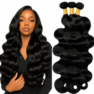 Body & Straight  Wave Human Hair Bundles for Women, Soft Bouncy Hair Extensions, Natural Black Wavy Bundles, Easy to Maintain Daily Styling Hair