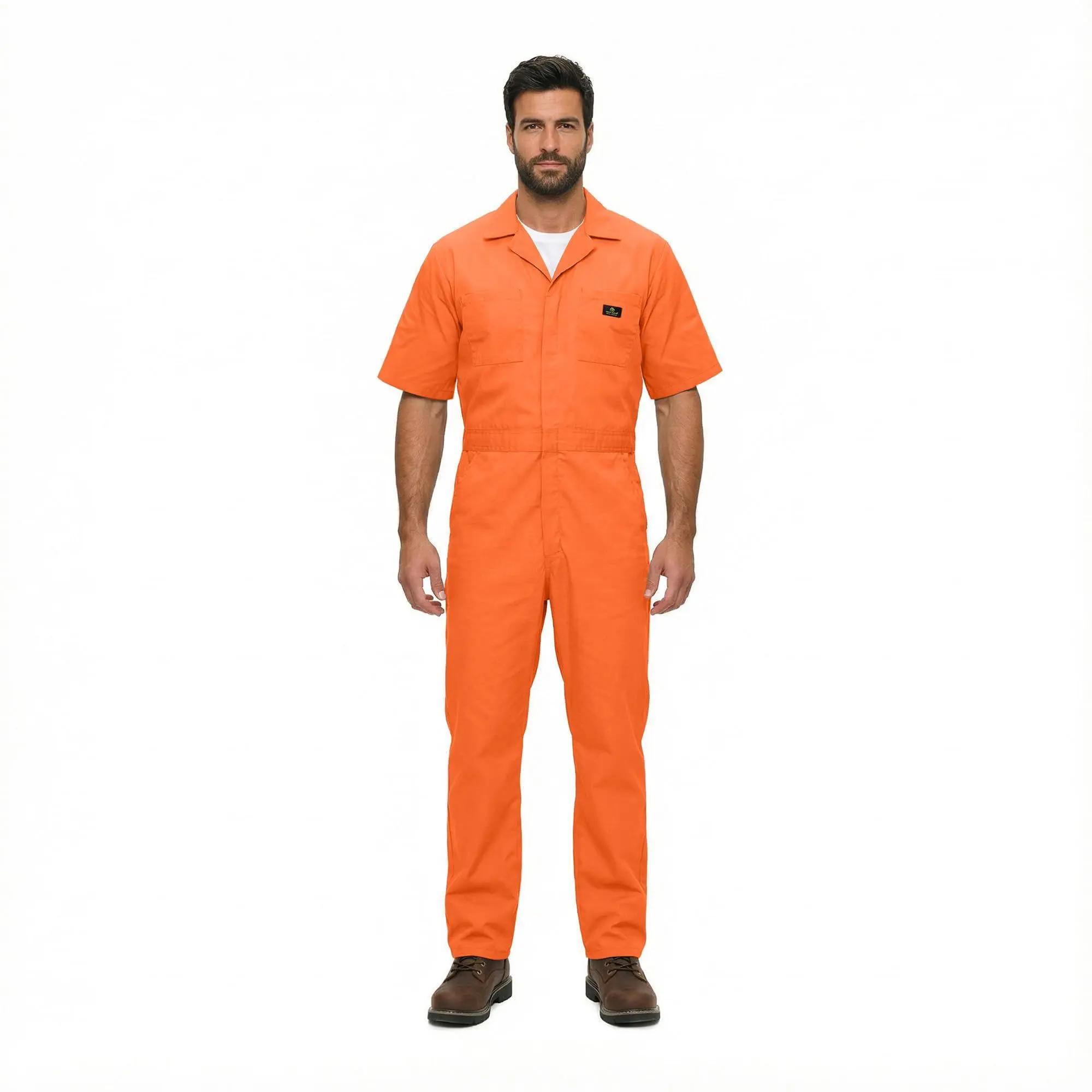 Natural Uniforms Men’s Short Sleeve Coverall – Zip Up Work Jumpsuit, Stain & Wrinkle Resistant Industrial Workwear with 6 Pockets