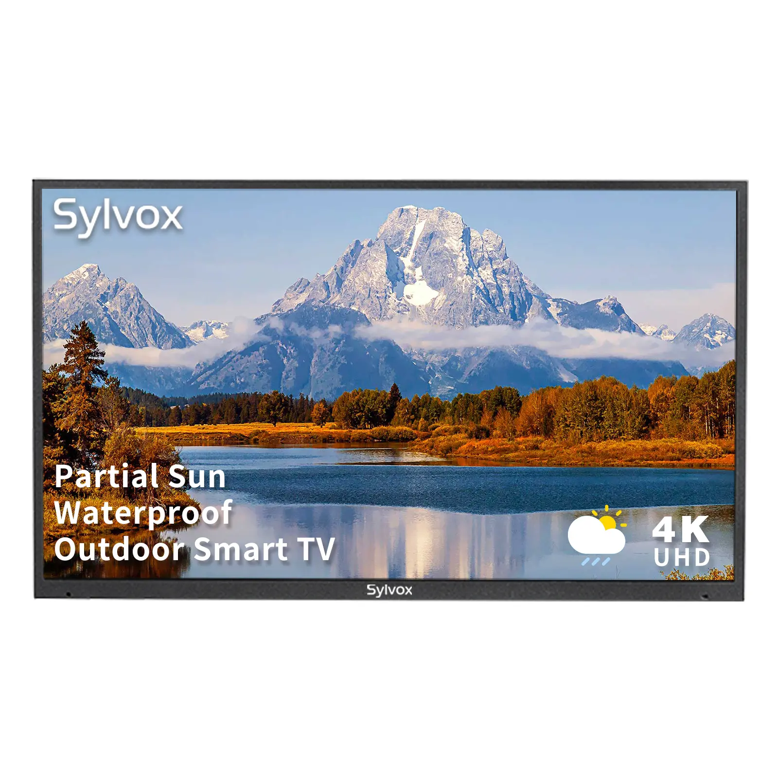 SYLVOX Outdoor TV, 4K UHD Partial Sun Outside Television with 1000 Nits Brightness  IP55 Weatherproof Support ATSC & NTSC Wifi, Bluetooth (Deck Series)