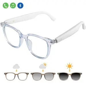 Smart Wireless Bluetooth Glasses with Auto-Tinting Polarized Lenses Built-in Speakers & Mic Blue Light Blocking Android Man Rechargeable Wearable UV400 Protection Latest Bluetooth 5.4 IPX5 Waterproof Device Multifunctional Audio Sunglasses Wireless