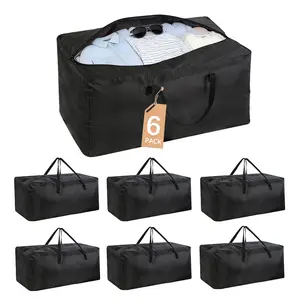 Biloban 6PC Extra Large Heavy Duty Moving Bags with Strong Zipper & Carrying Handles, Sturdy Durable Waterproof Clothes Storage Bags Totes Closet Organiser Packing Moving Boxes for College Dorm, Travel, and Home Organization #Tiktokshopstockup