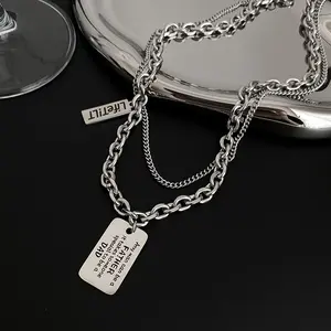 [Father's Day gift] Stylish Double-Layer Letter Necklace Durable Non-Fading Design Perfect for Everyday Wear or Gift for Holidays Birthdays New Year's Valentine's Day