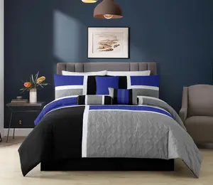 CHEZMOI COLLECTION Upland 7-Piece Quilted Patchwork Comforter Set Luxurious Medallion Pattern Lightweight Year Round Use