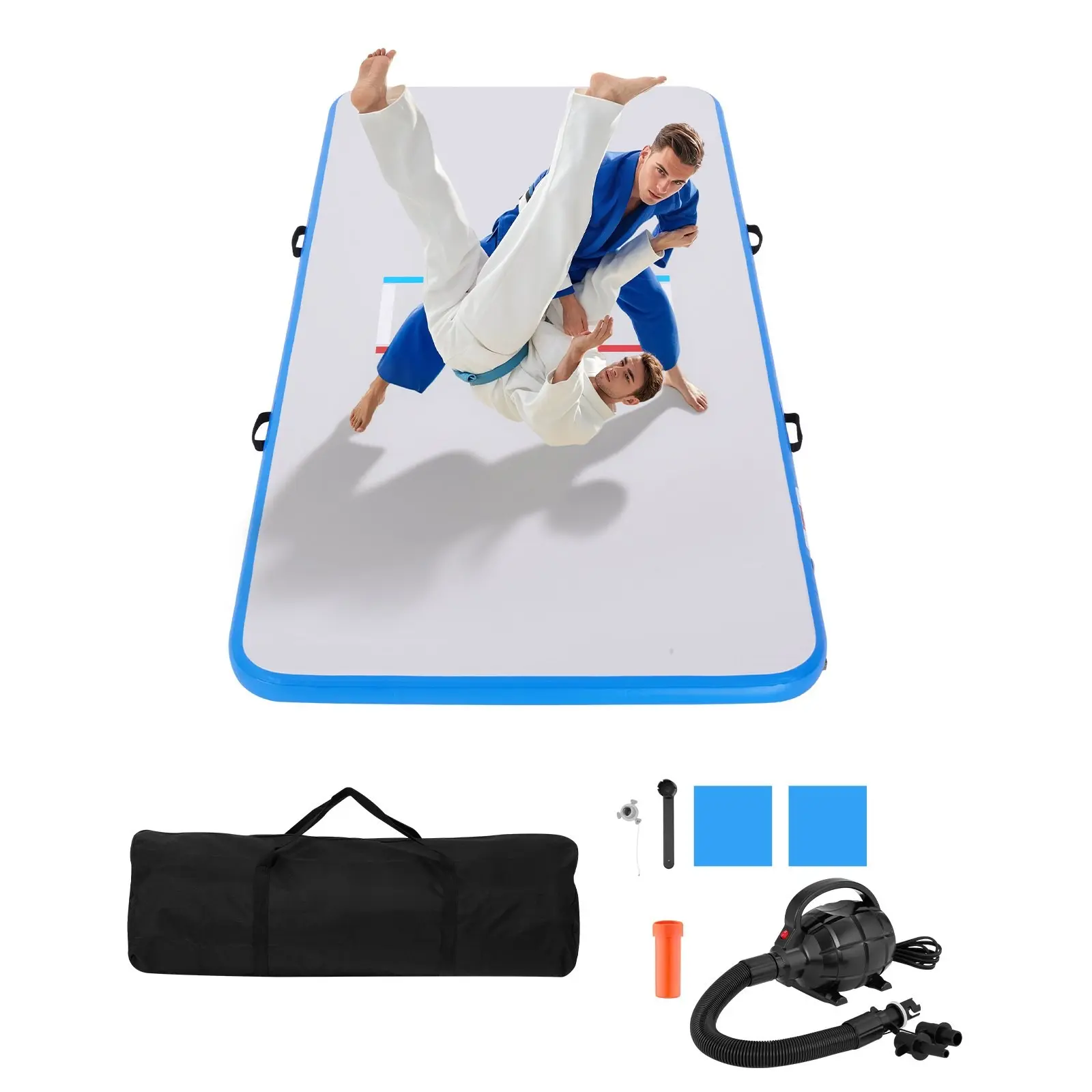 Inflatable Wrestling Mat and Martial Arts Training Mat, 10x5 ft, Gymnastics MMA Jiu Jitsu Grappling Surface, Taekwondo Practice Floor Mat for Home Gym, Portable, Non-Slip, Easy Inflate, Durable PVC Construction for Workout