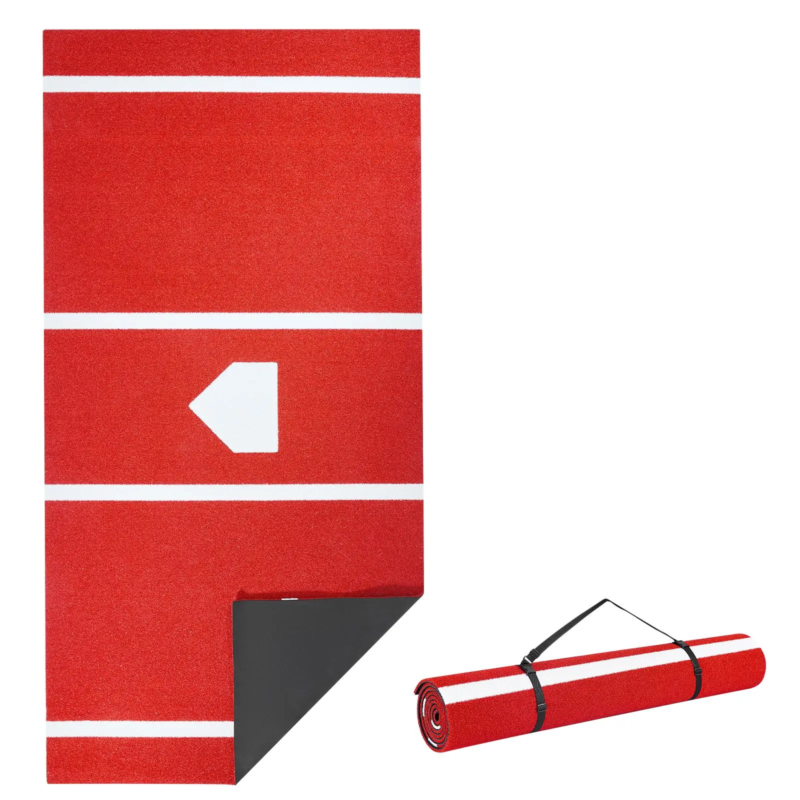 VEVOR Baseball Hitting Mat, 12x6 ft Batting Cage Mat, Batters Box Turf Mats, Softball Batting Practice Equipment with Home Plate and Anti Fade Turf, Portable Training Aid for Indoor Outdoor, Red