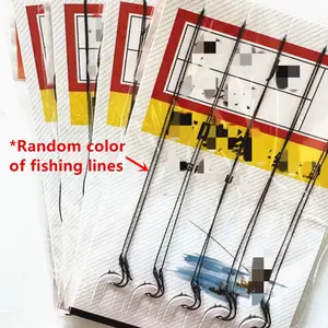 4Packs/40PCS Anti-Tangle Braided Fishing Line Barbed Hooks, Tied Double Hooks Iseama Fish Hooks Set for Carp Bass Fishing Accessories