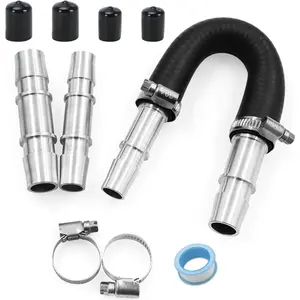 Upgrade Aluminum Engine Heater Core Bypass Kit with 5/8" 3/4" Hose Fit for Most Common Heater Hoses with seal tape & cap