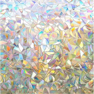 Window Privacy Film Rainbow Film Decorative Window Sticker, 3D Static Stained Glass Cling Tint for Home Heat Control Non-Adhesive, 17.5 x 78.7 inches