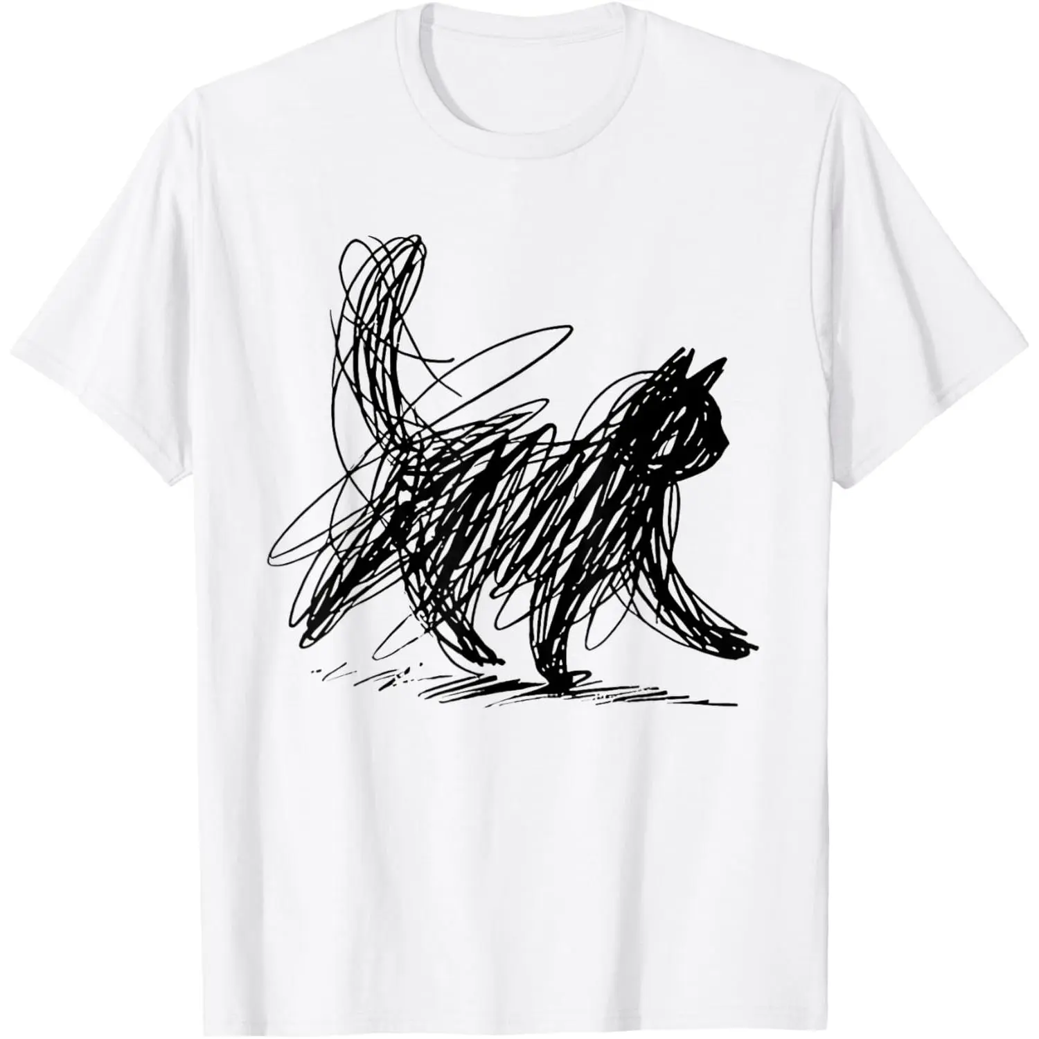 Men's Statement Cat Graphic T-Shirt, Short Sleeve Minimalist Streetwear in a Soft, Light, and Breathable Cotton Blend, Tshirt