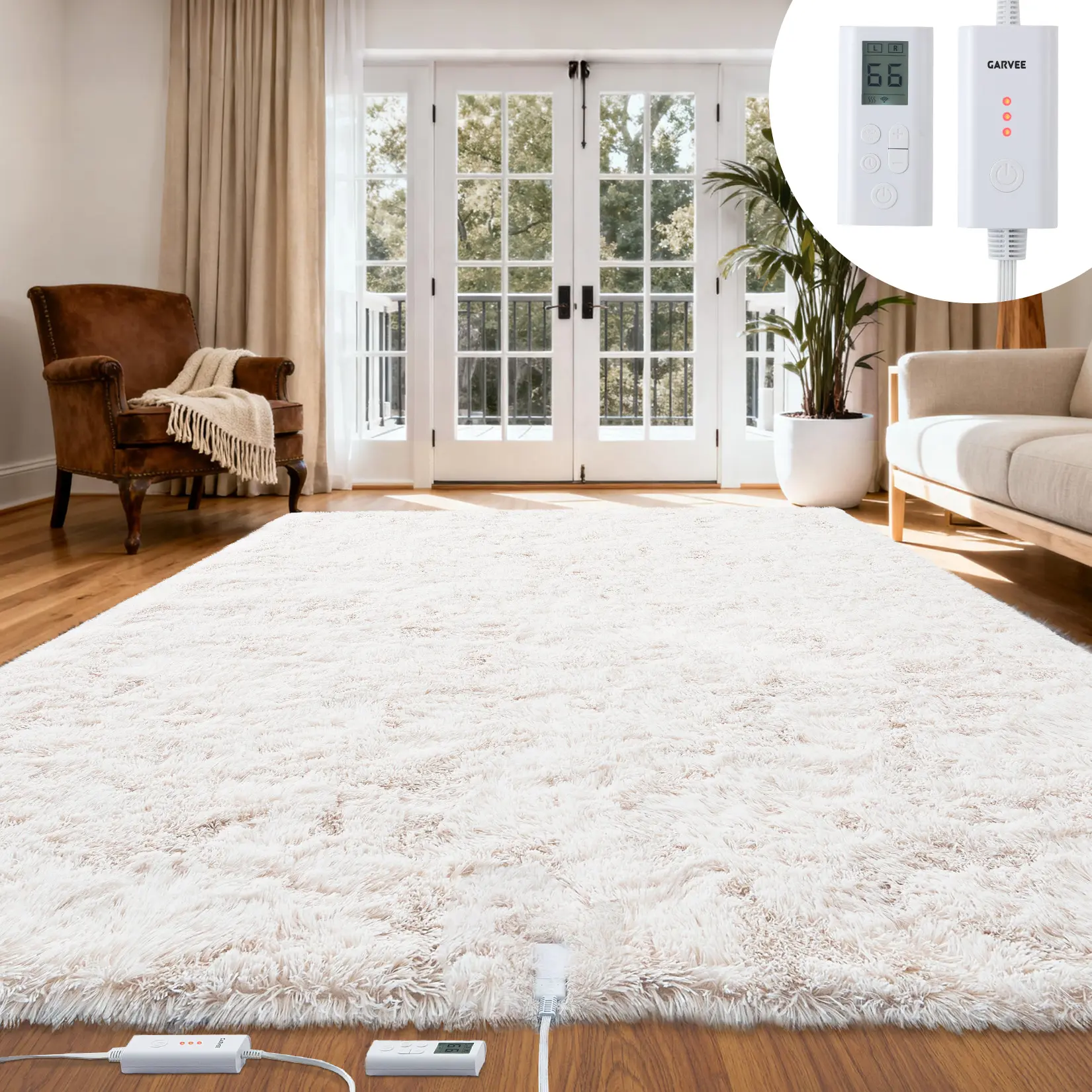 Garvee Electric Heated Rug Soft Plush Gaming Mat And Foot Warmer With Timer Fast Heating Floor Heating Pad For Playroom And Office