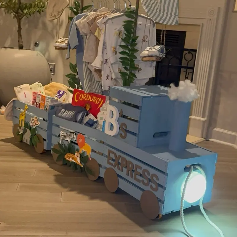 Luxury Custom Baby Shower Train Display | Handmade Centerpiece & Gift Cart | Decorative gift cart