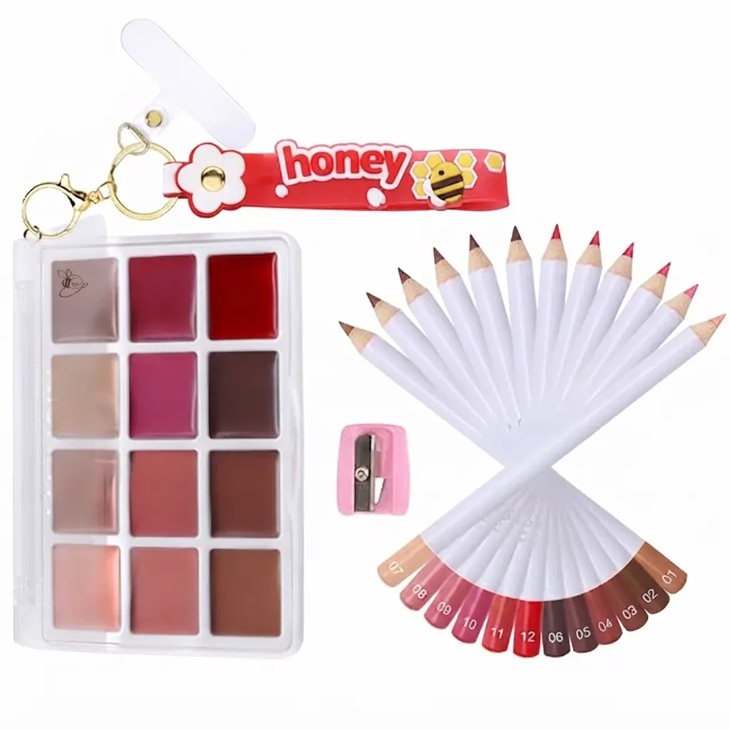 12 Matte Lipstick Palette | With Sharpener, Portable Keychain, All-in-One Pro Makeup Kit, Long-Lasting Waterproof Lip Set, Ideal Gift for Women