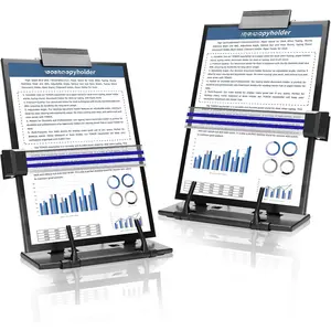 Paper Stand Document Holder - 2 count Quality Document Holder for Desk, Paper Stand for Desk When Typing, Sturdy Stainless Steel Copy Holder, Adjustable Angle, Paper Holder Stand for Desk Typing