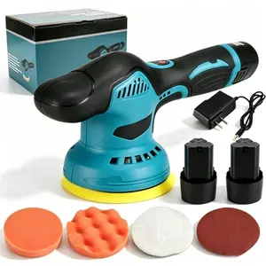 Cordless Car Polisher with 2 Batteries, Adjustable Speed Orbital Sander, for Waxing, Polishing & Scratch Removal, for DIY Auto Detailing & Home Use