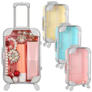 3-Piece Mini Plastic Luggage Set, Transparent Storage Box & Candy Container, Ideal for Jewelry Makeup Hair Accessories Organization, Durable Lightweight Organizer