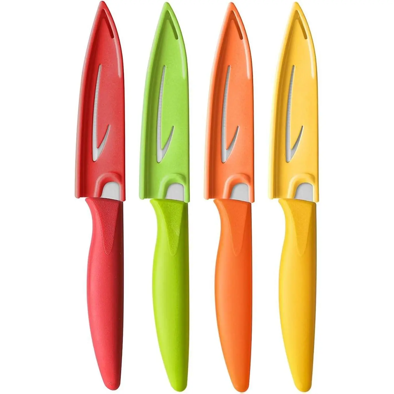[New Deal] 4PCS Paring knife (4 Knives and 4 Knife cover), 4 Inch Peeling Knife, Fruit and Vegetable Knife, Ultra Sharp Kitchen Knives, German Steel, PP Plastic Handle, Includes Covers