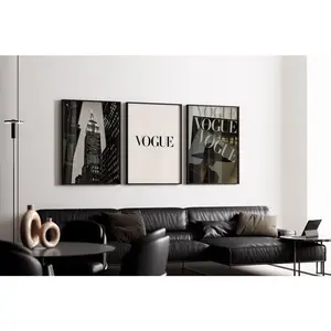 Vogue Fashion Wall Art Set of 3 – Black and White Printable Poster