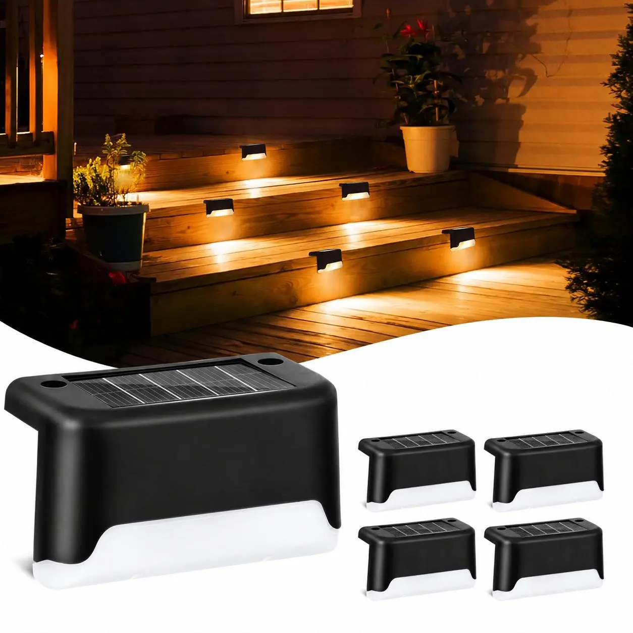 Solar Deck Lights Outdoor, Solar Step Lights Waterproof Led Solar lights for Outdoor Stairs, Step , Fence, Yard, Patio, and Pathway(Warm White) dealsforyou summerwins
