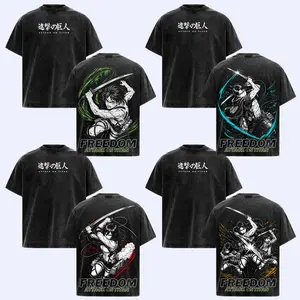 Eren Yeager, Levi Ackerman, Mikasa Ackerman Vintage Washed T-Shirt, Tank Top, Sweatshirt, Hoodie Attack on Titan Freedom Graphic Tee, Scout Regiment Anime Shirt, ODM Gear Manga Streetwear, Survey Corps Fan Apparel, Oversized Unisex Casual Top