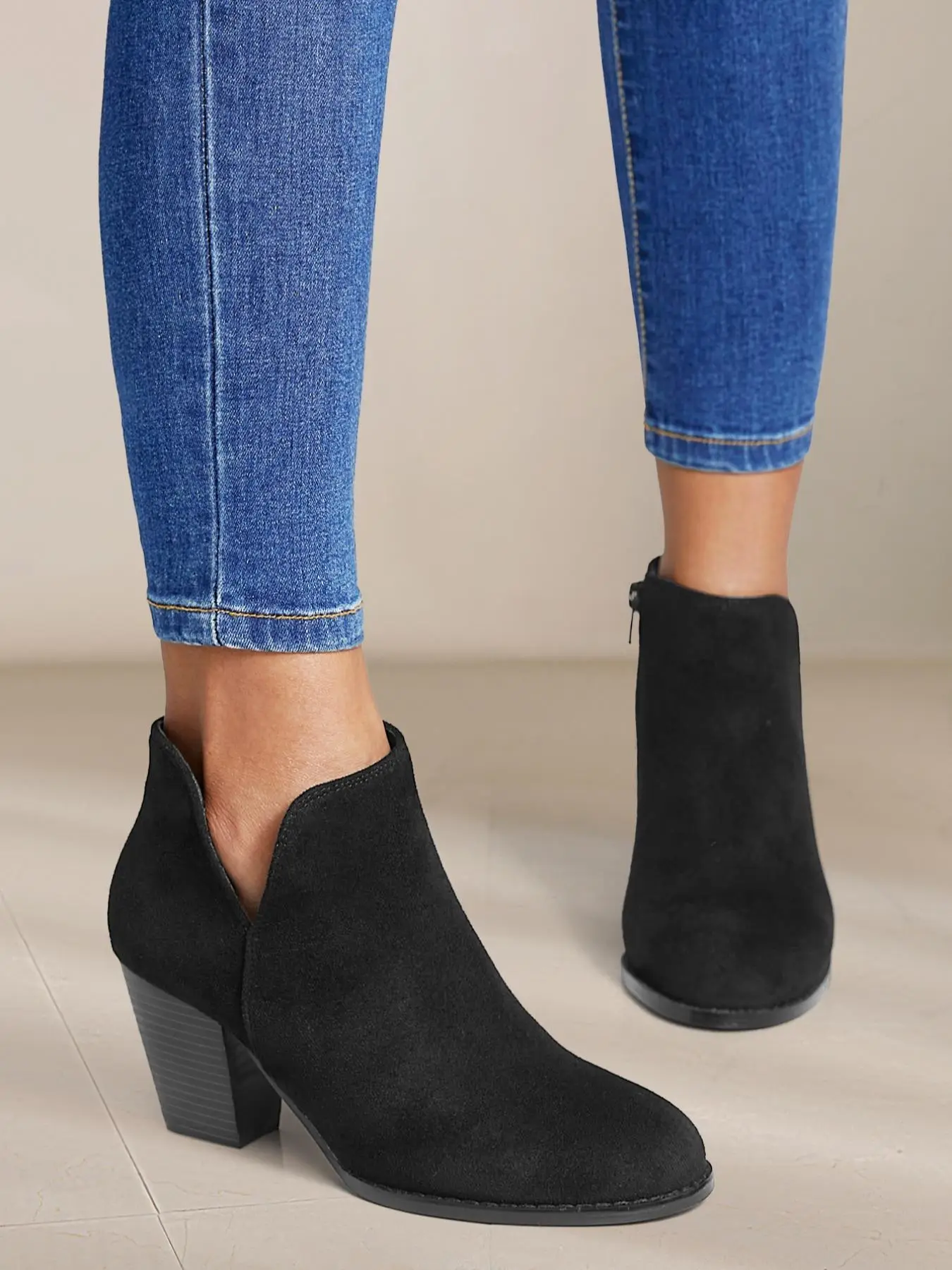 Women's 2023 Trendy Fashionable Plain Solid Color Side Zipper Platform Boots, Chelsea Boots, Pointed Toe Thigh High Ankle Boots, Casual Warm Chunky He