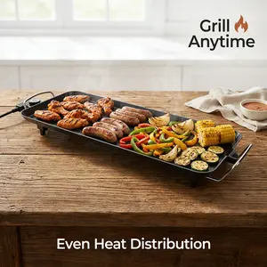 AORAN Electric Griddle Teppanyaki Grill, Indoor Smokeless Grill, Nonstick Surfaces Adjustable Temperature Setting, Comal eléctrico
