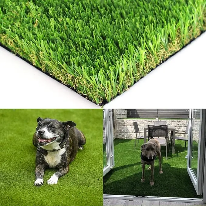70 oz per sq yd 1.38in Height Durable Plastic Artificial Lawn Turf - 4-tone Look Thick Synthetic Grass Mat, Easy Installation, Flexible Size, High Resilience, High Density for Indoor/Outdoor Garden Landscape, Decorative, Extra Thick