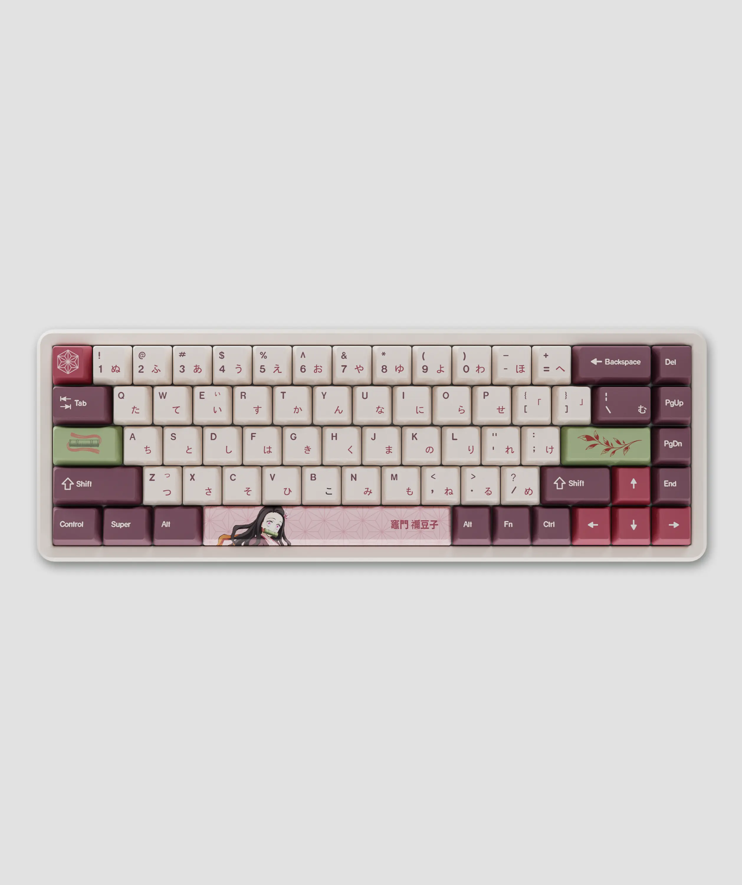 Demon Slayer Kimetsu No Yaiba Nezuko PBT Dye Sublimation Keycaps for Mechanical Gaming Keyboards, Cherry MX Switches, Custom Side Print, ANSI ISO Support, US Layout - Officially Licensed