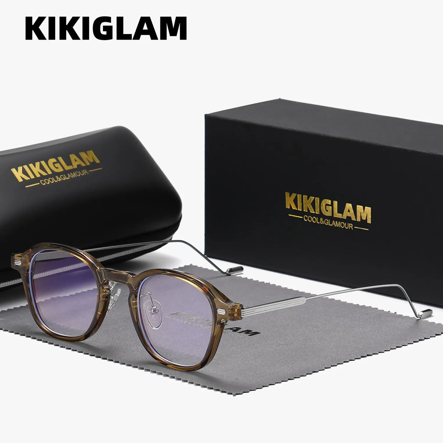 KIKIGLAM Unisex Superior Craftsmanship Vintage Casual Full-Frame plano Glasses, exquisite elegant Anti-Blue Light Plano lenses