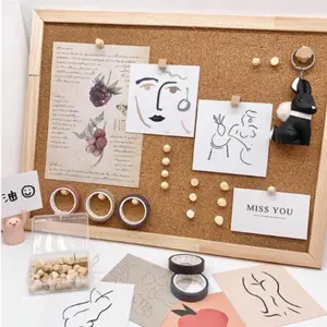 Single-Sided Hanging Cork Board, Wooden Frame Photo Wall Display, Office Memo Board, Note-Taking Organizer, 1 Piece