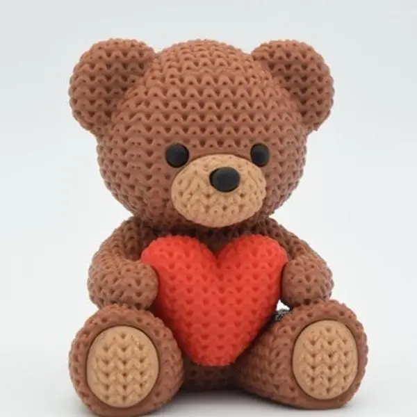 3D Crochet Teddy Bear with Heart - Perfect Gift for Valentine's Day and Special Occasions