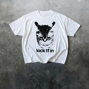 Lock TF In Cat Tshirt - Funny Gen Z Meme Shirt, Shitpost Graphic Y2k T Shirt