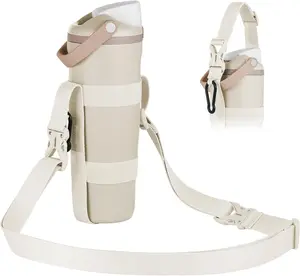 Water Bottle Holder Strap Sling, for Owala Freesip 24 32 40 Oz, Hydro Flask, Cirkul, Yeti, Stanley Flip, Universal Water Bottles, with Carabiner, for Walking Curise Travel (Bottle Excluded)