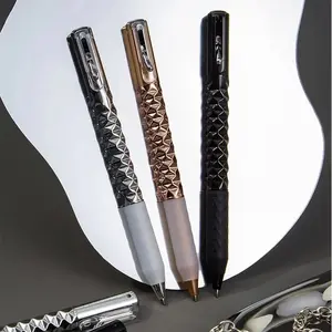 6 Piece Geometric Wrinkle Pen Set, Fun Crispy Sensory Pens, Metal Neutral Ink, School Home Office Stress Relief Writing Tool, Cute Pens