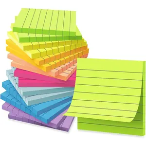 16 Pack 3x3 Inch Lined Ruled Sticky Notes, Super Strong Sticking Power Memo Pads, Bright Colored Adhesive Notes for Office Home School Daily Use