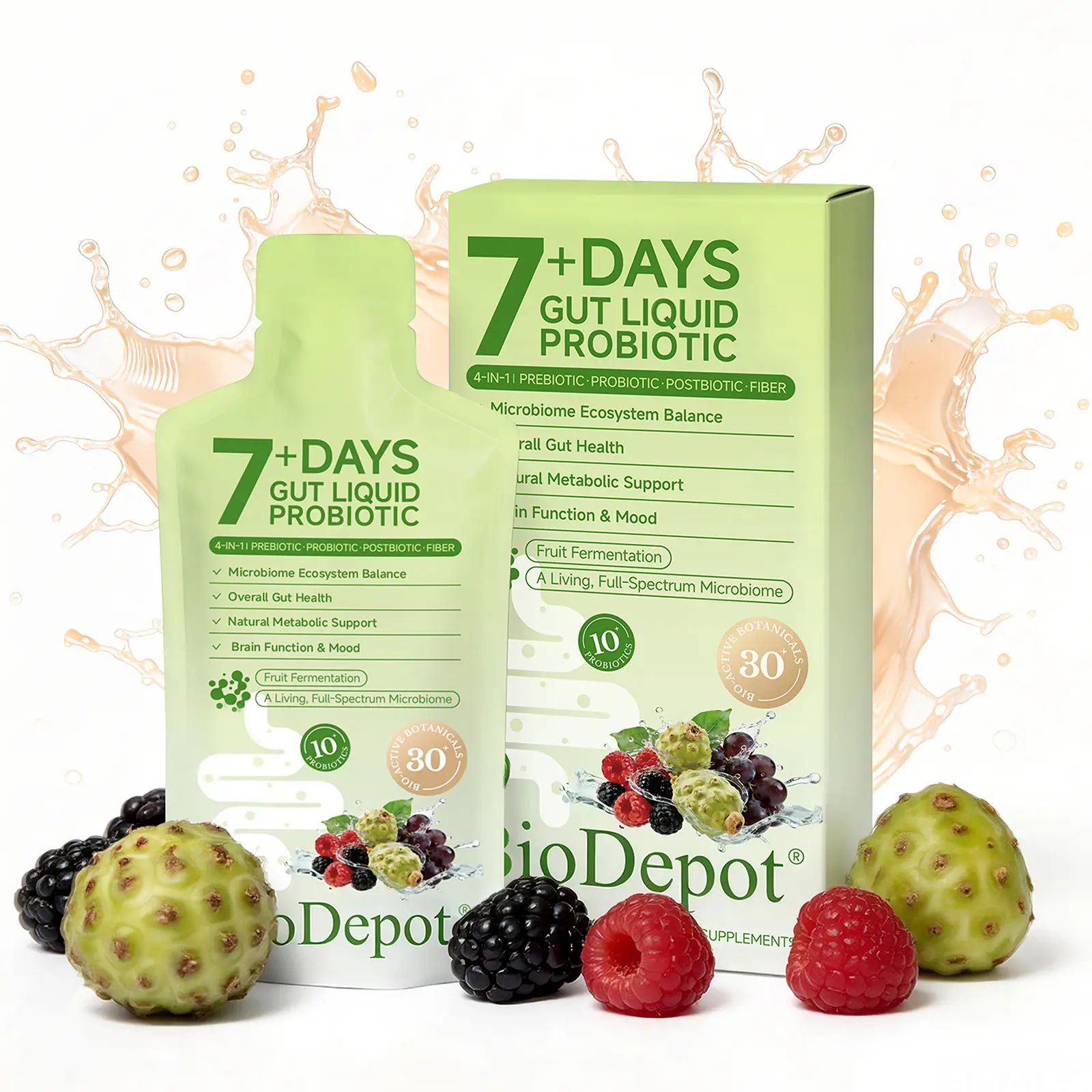 BioDepot Synbiotic Liquid Probiotic — Prebiotics,Probiotics + Postbiotics for Better Digestion, Less Bloating & Daily Balance