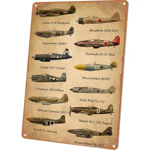 Vintage Aviation Airplane Decor WW2 Fighter Planes Metal Tin Sign Boys Room Wall Art Decor Military Fan Gifts Man Cave Garage Army Poster 8X12 Inches 2025 fashion city Winter Landscape Canvas
