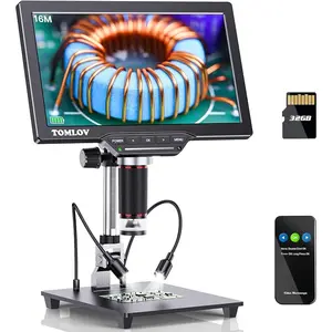 TOMLOV DM202 HDMI Digital Microscope,10.1 Inch LCD Microscope,16MP Coin Microscope Camera with Screen for Adults, Micro Soldering Microscope, TV/Windows/Mac Compatible, 32GB Card Included