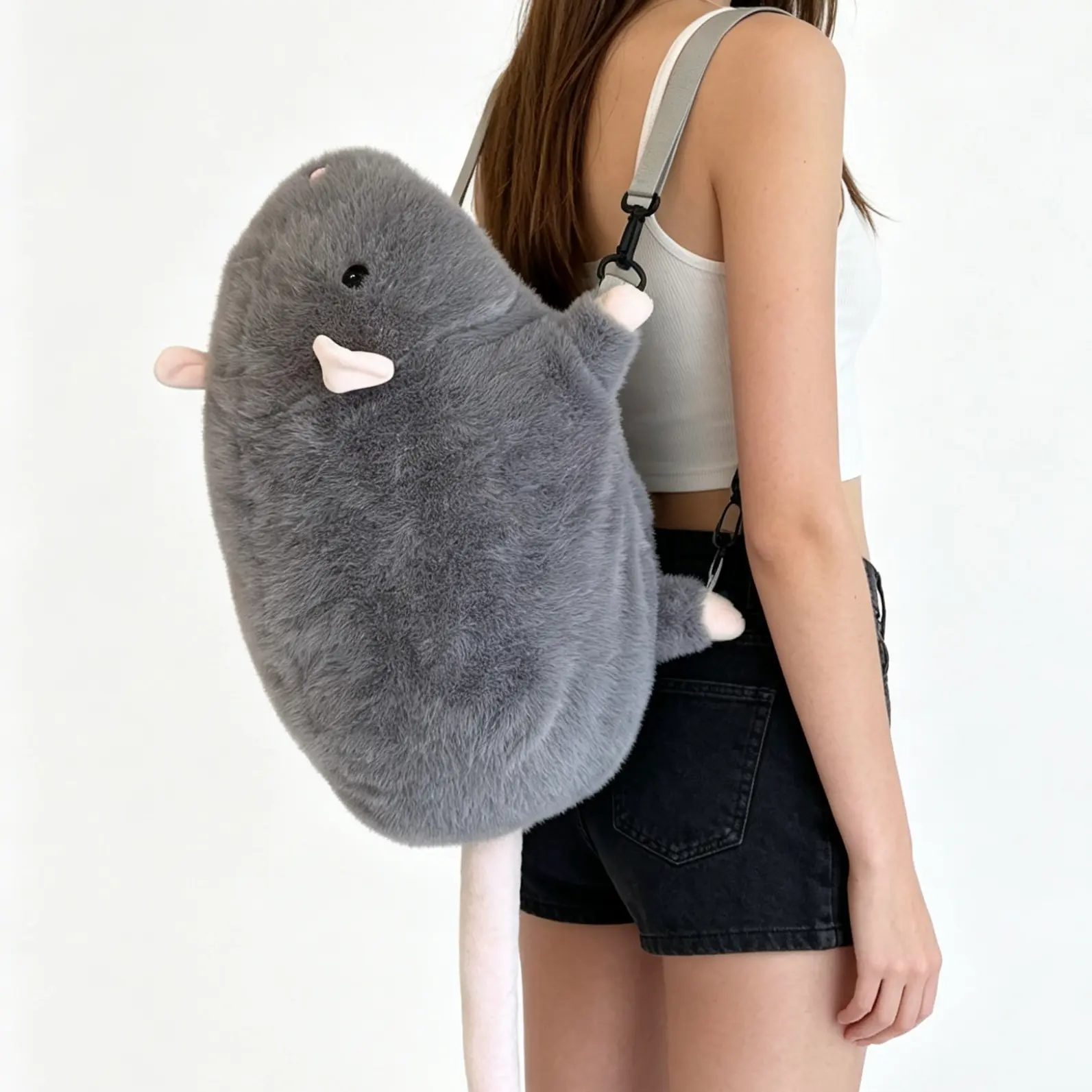 Chonky Rat Backpack - Oversized Fancy Plush Bag, Adorable Fat Stuffed Mouse Toy, Gifts for Kids, Birthday Presents for Collection