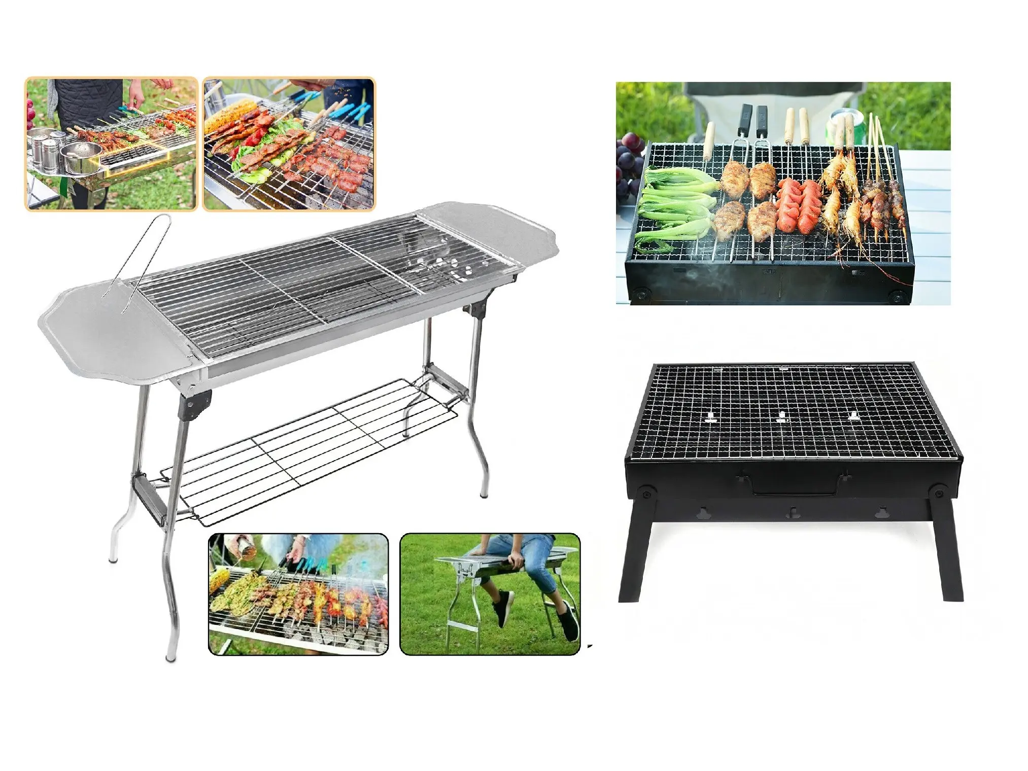 HTTMT Barbecue Charcoal Grill / Tabletop Barbecue Grill Folding Portable Charcoal Stove Camping Garden Outdoor