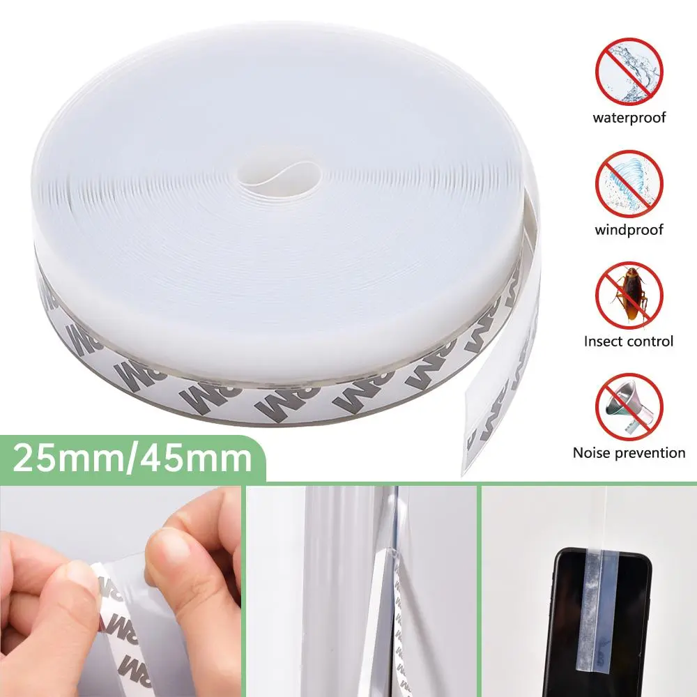 16.4Ft Door Weather Stripping, (1.38in Width) Weather Stripping Door Draft Stopper Adhesive Seal Strip Anti Draft Insulation Tape for Doors Windows and Shower Doors