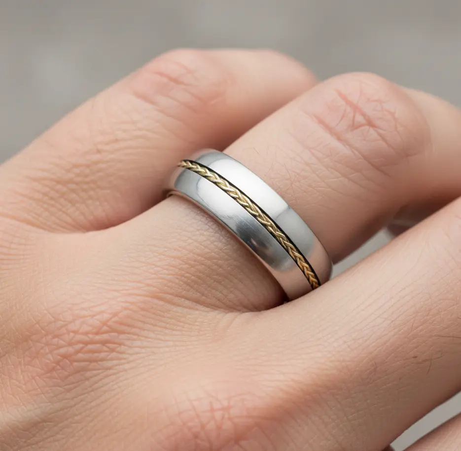 Signet Braided Tungsten Wedding Band, Tungsten Ring, 8MM Tungsten Band, Men's Wedding Ring, Groom Ring, Tungsten Carbide, Unique Men's Ring