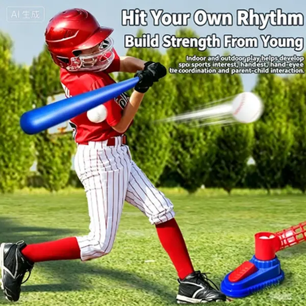 Kids Automatic Baseball Pitching Machine Toy Set Outdoor Sport Game Bat & Ball Training Toy for Boys Girls