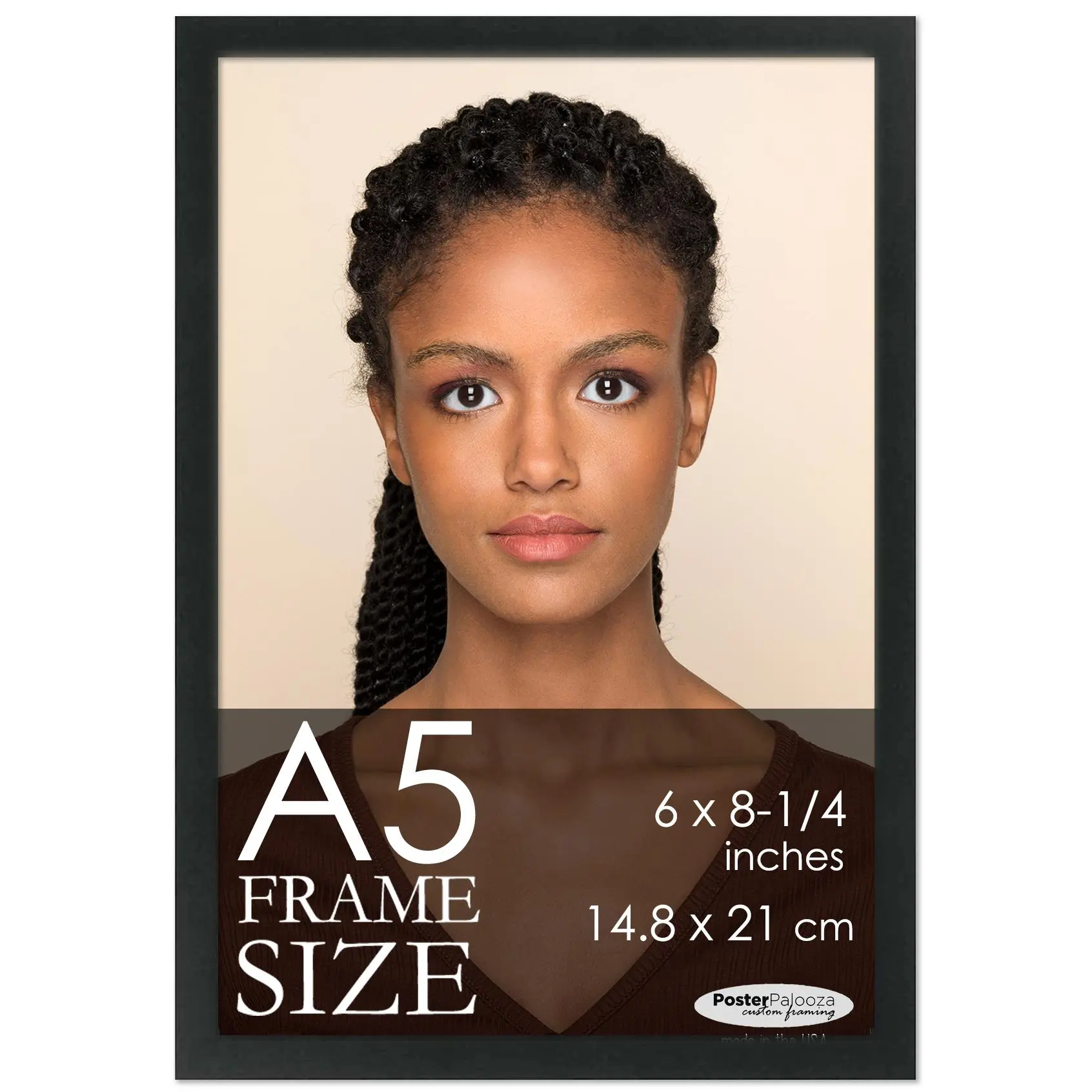 A5 Frame Black Modern Minimalist 6x8.25 Frame - Wood A5 Picture Frame, UV Acrylic