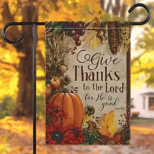 Thanksgiving Harvest Blessing Garden Flag - Double-Sided Waterproof Polyester with Autumn Pumpkin & Fall Foliage Design, 12x18 Inches, Outdoor Yard Decor for Seasonal Celebrations, No Electricity Needed, Garden Decorations