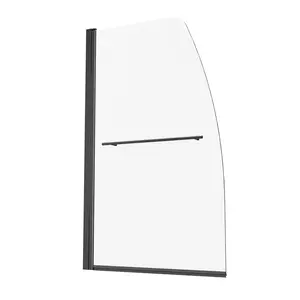 【Father's Day】VEVOR Frameless Bathtub Shower Door 34 in. W x 55 in. H 180° Rotatable Door Black