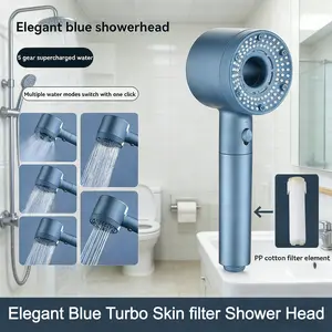 Handheld Shower Head Set with Filter, High Pressure Boosting, Turbocharged Shower Head, Water Modes, Filtered Showerhead, Filter Included, Waterproof Limescale Prevention, Pressure Boosted Shower, Ideal for Home Bathroom Use